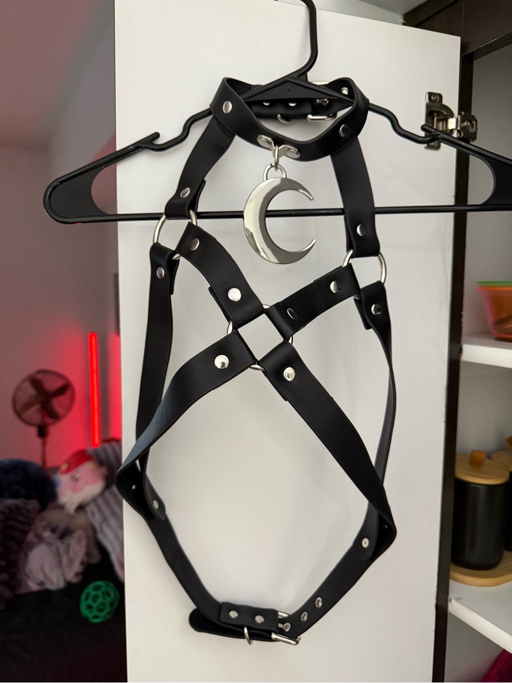 Black Moon Harness with Silver Crescent Charm